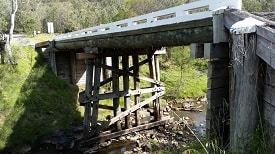 Timber bridge over a creek