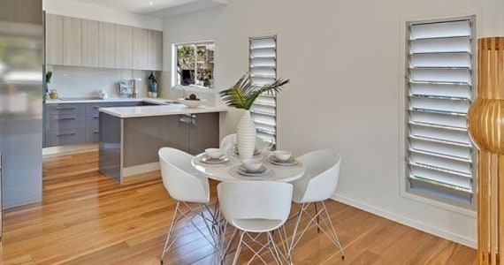 Dining room with Spotted Gum Engineered Flooring