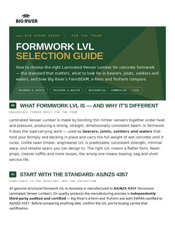 Preview of Formwork LVL Selection Guide