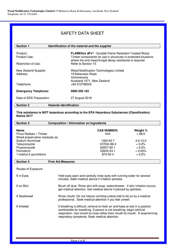 Preview of FLAMEfixx - Safety Data Sheet